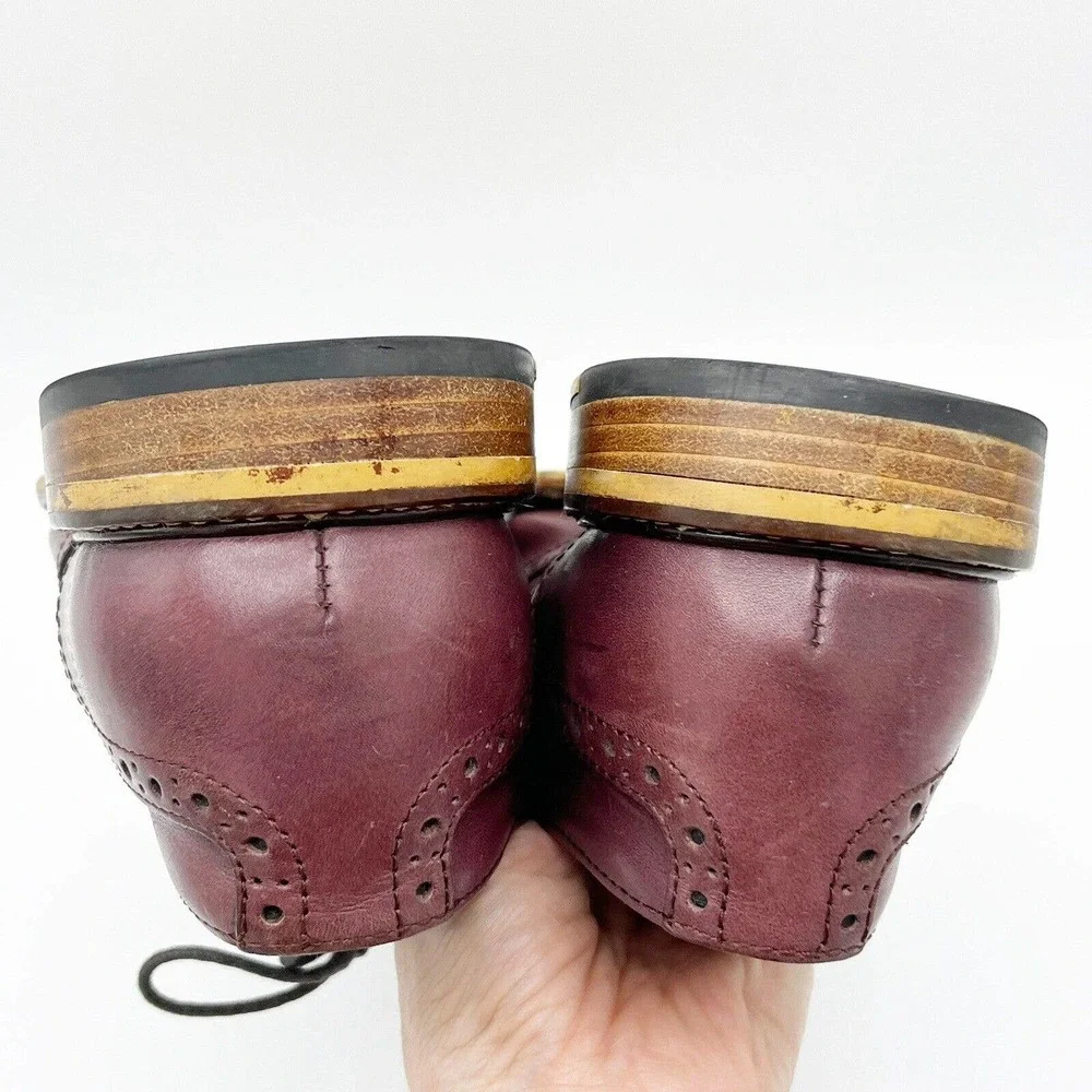 Joseph Abboud Wingtip‎ Oxfords Burgundy Brown Leather Full Brogue Classic